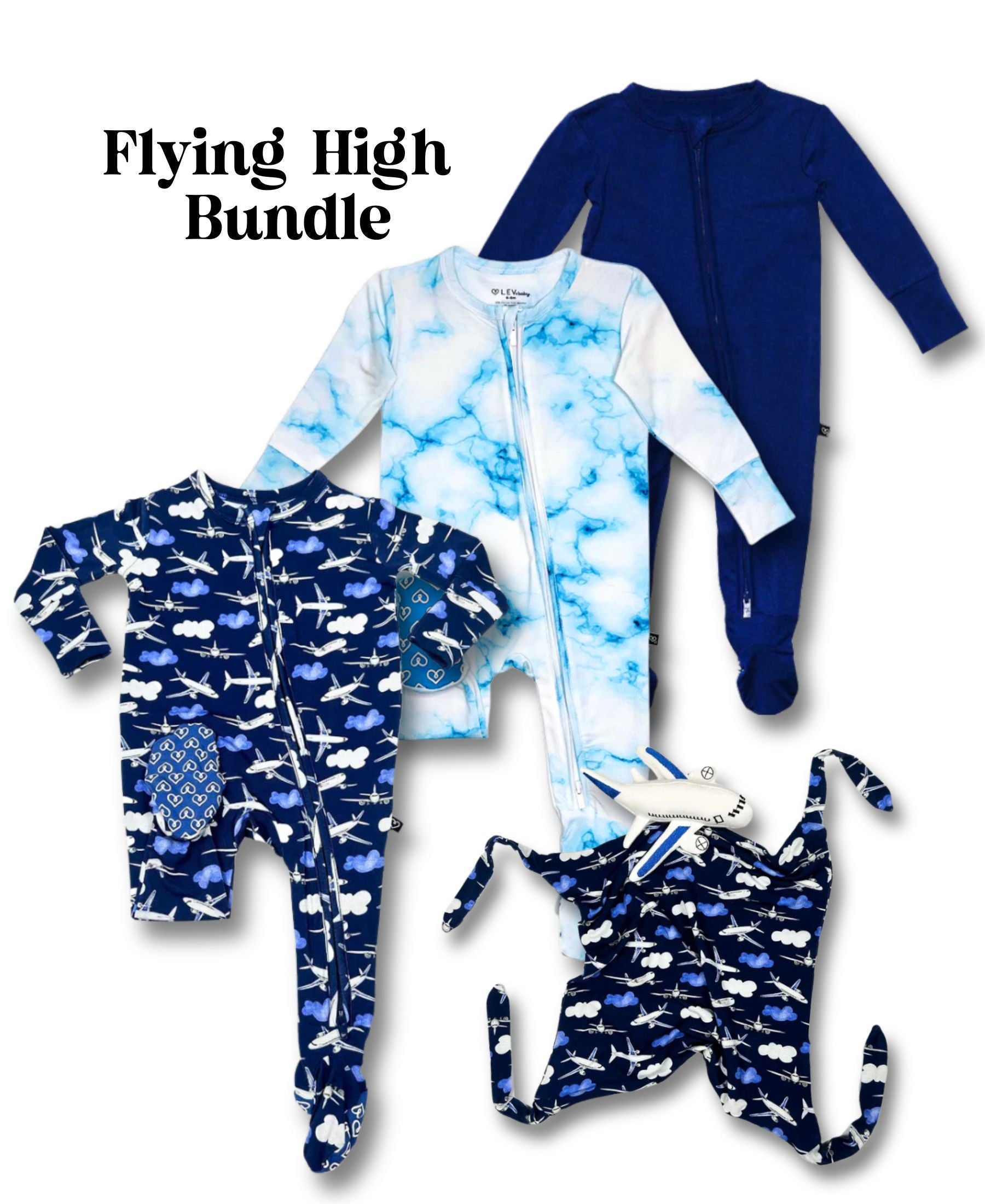 Flying High Bundle Set of 4- Mav Footie+ Millo Footie +Navi Footie+ Mav Toy Lovey