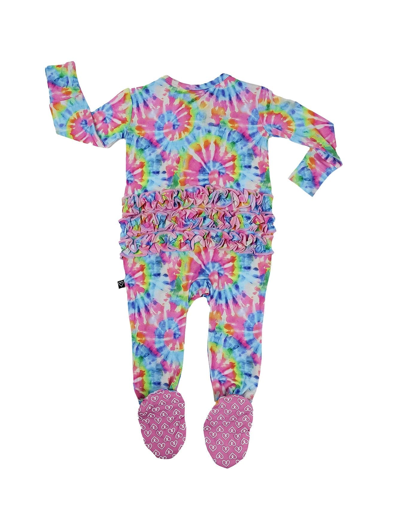 Rainbow Tie Dye Ruffled Footie