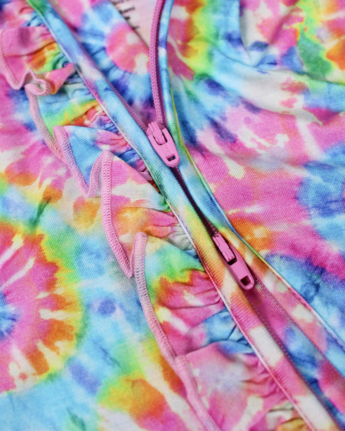 Rainbow Tie Dye Ruffled Footie