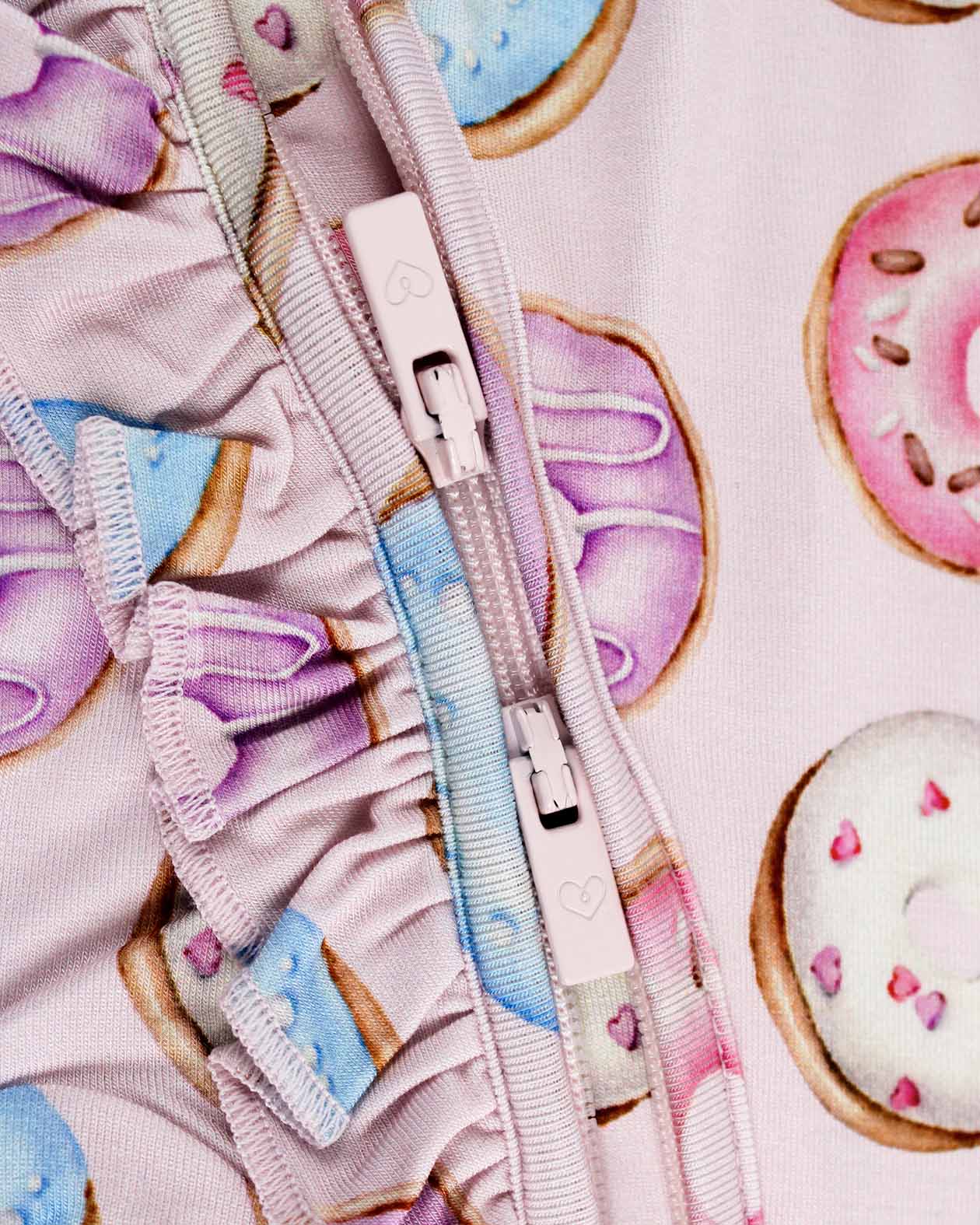 Donuts Ruffled Zippered Footie