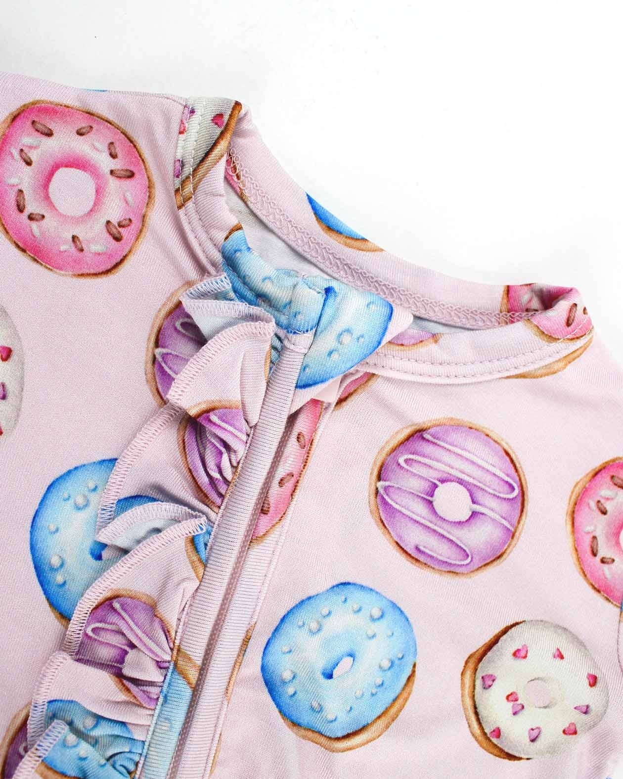 Donuts Ruffled Zippered Footie