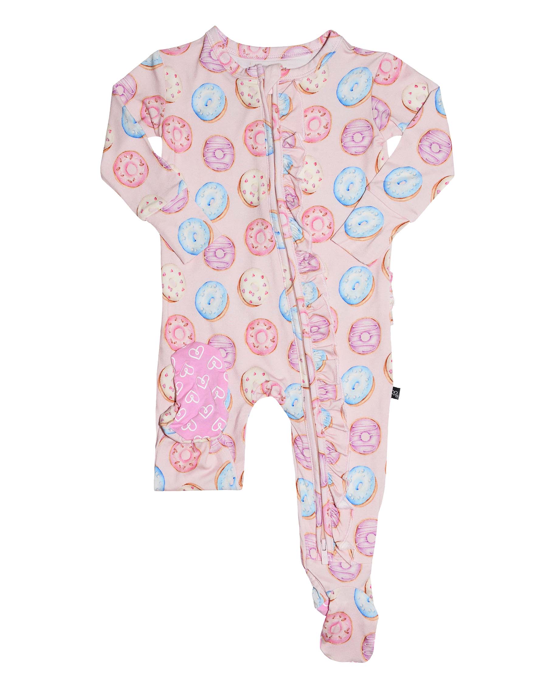 Donuts Ruffled Zippered Footie-Bambooclothing- Lev Baby ™