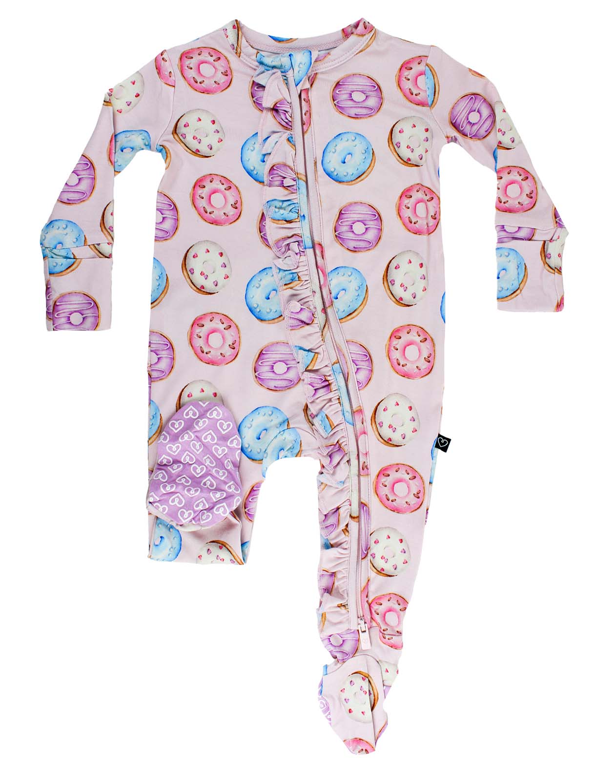 Donuts Ruffled Zippered Footie