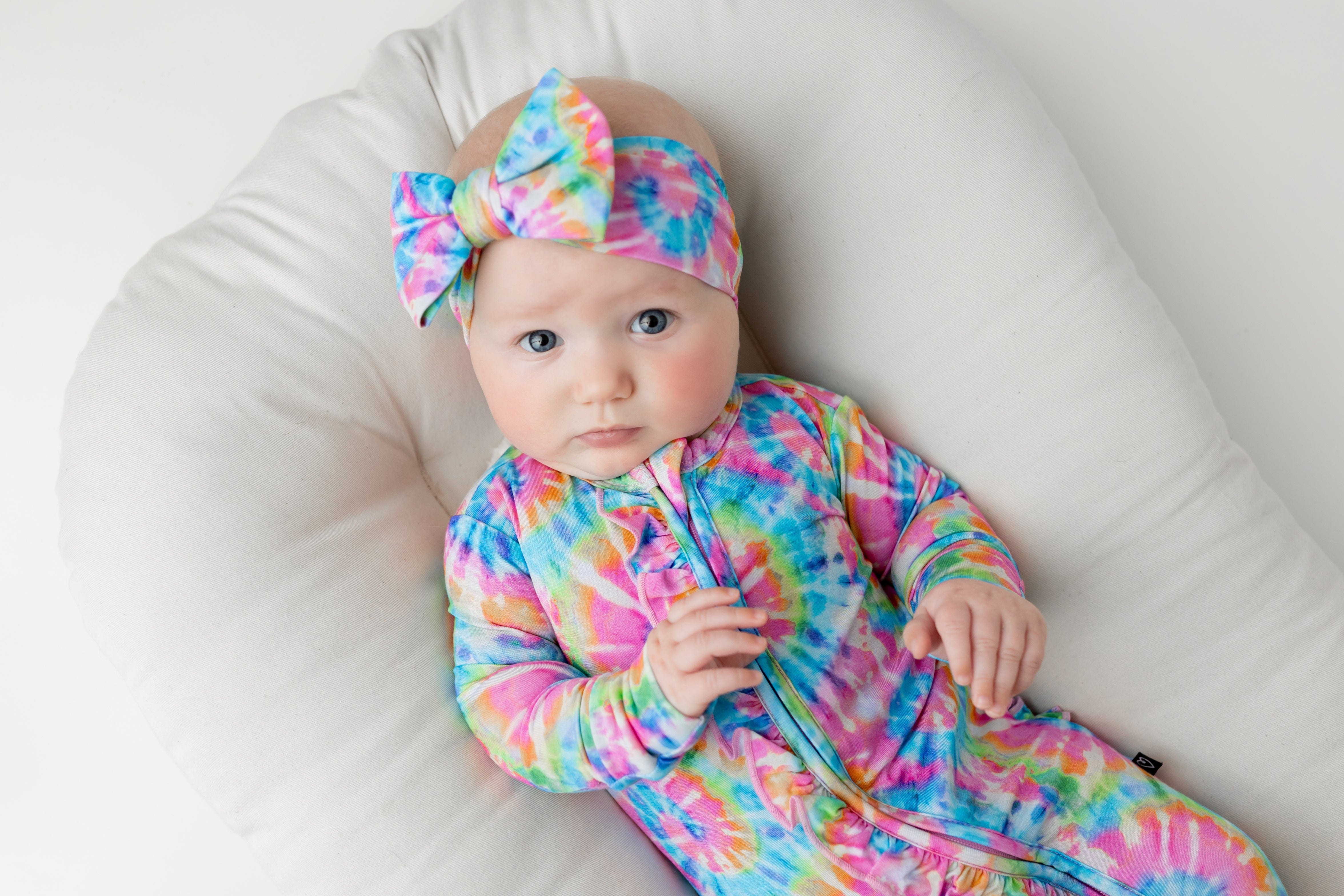 Rainbow Tie Dye Ruffled Footie