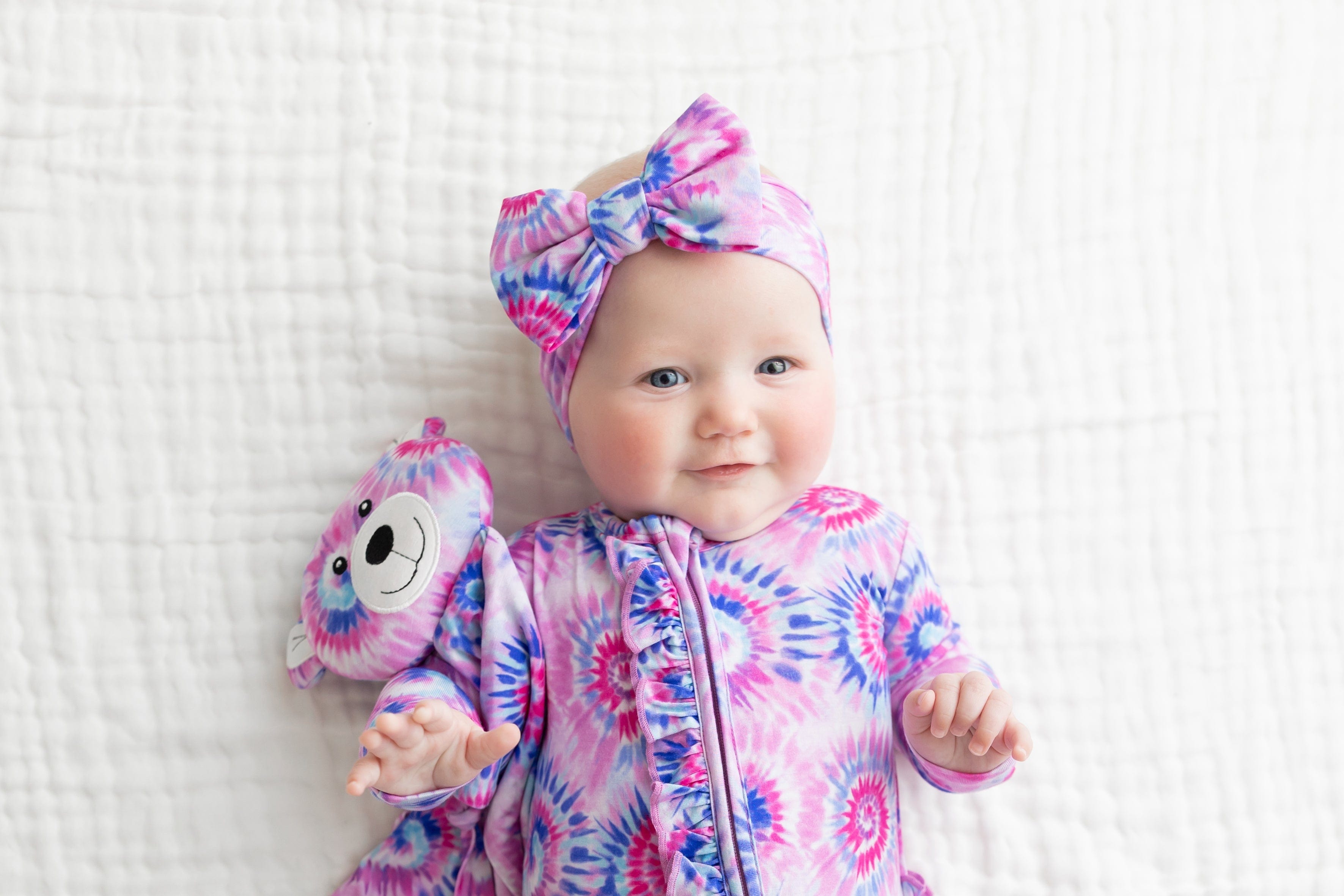 Pink Tie Dye Ruffled Footie