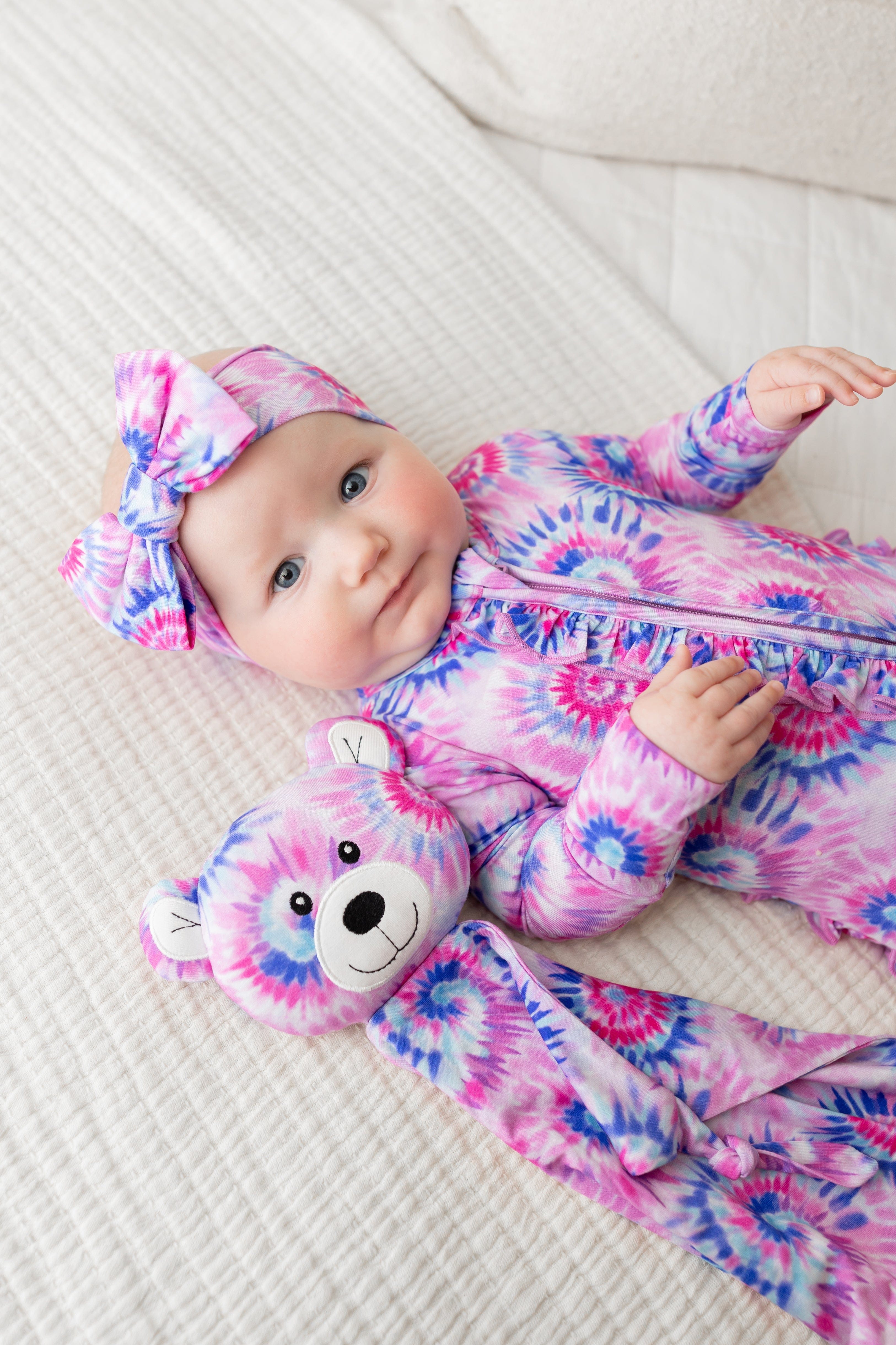 Pink Tie Dye Bear Plush Lovey