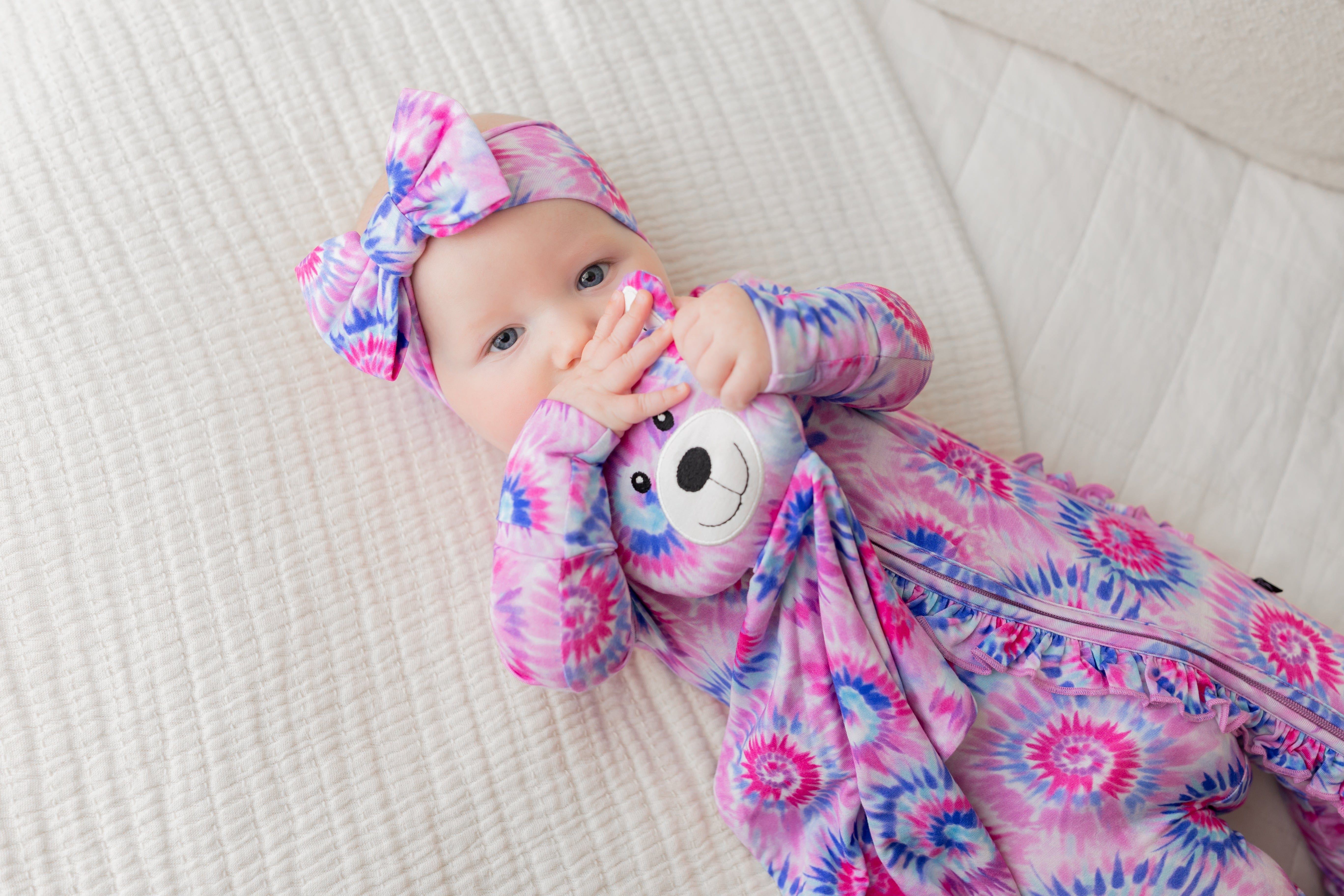 Pink Tie Dye Bear Plush Lovey