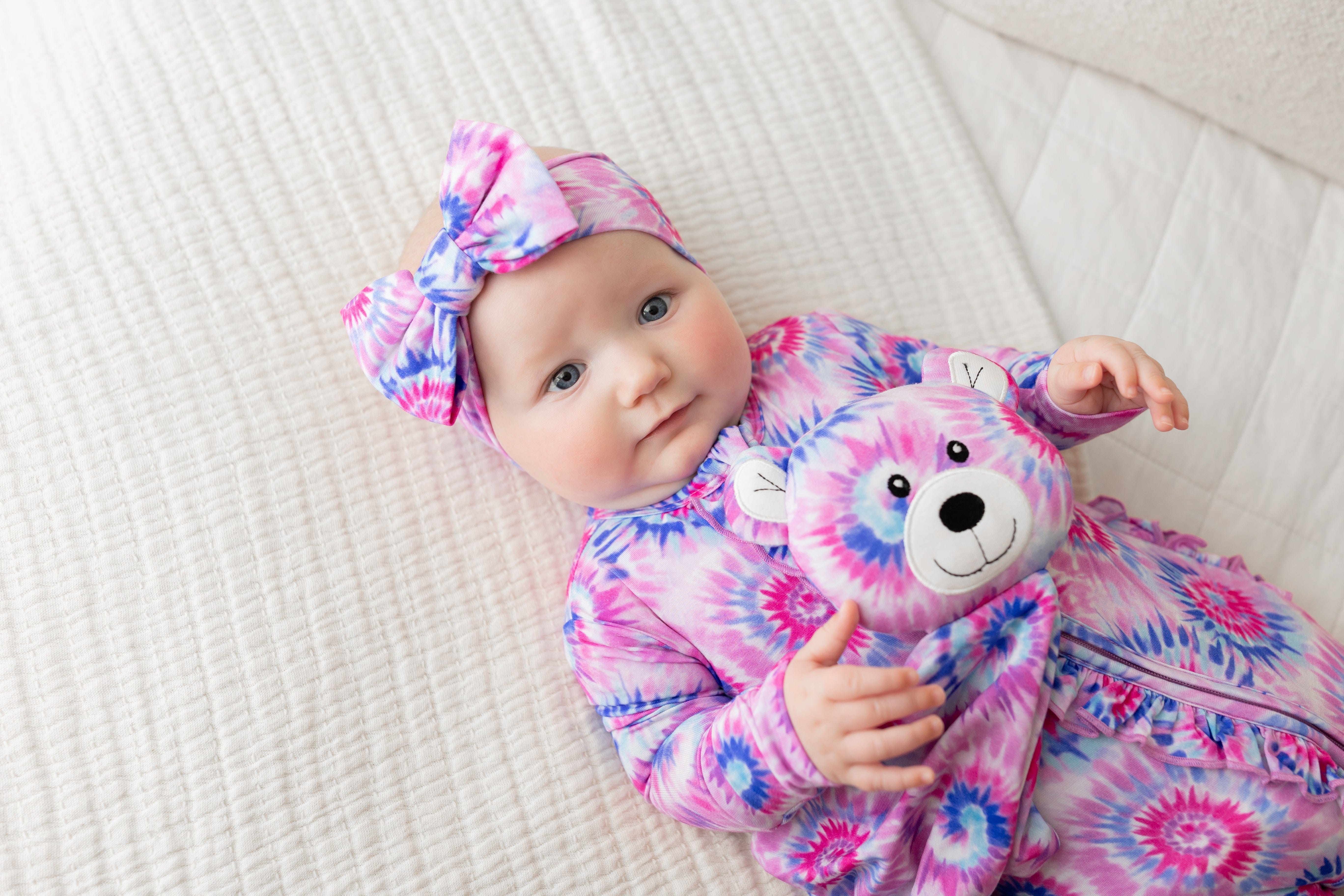 Pink Tie Dye Bear Plush Lovey