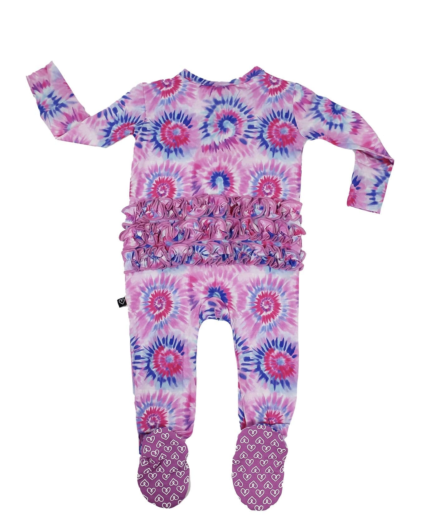 Pink Tie Dye Ruffled Footie