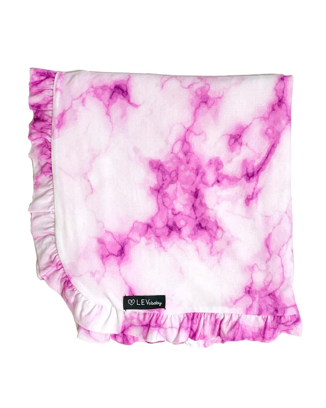 Pink Marble Bamboo Ruffled Blanket (50"X50")