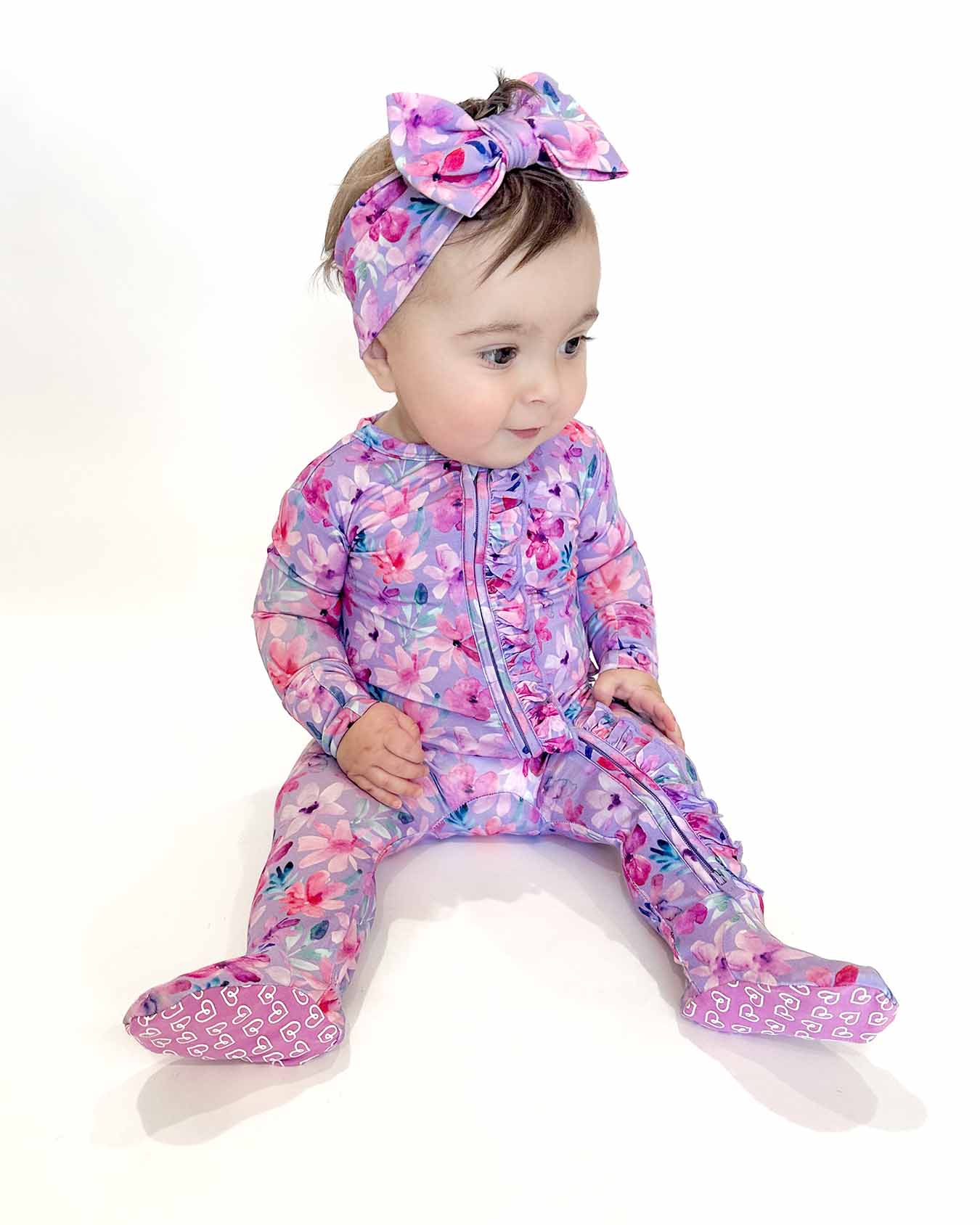 Daphne Ruffled Zippered Footie